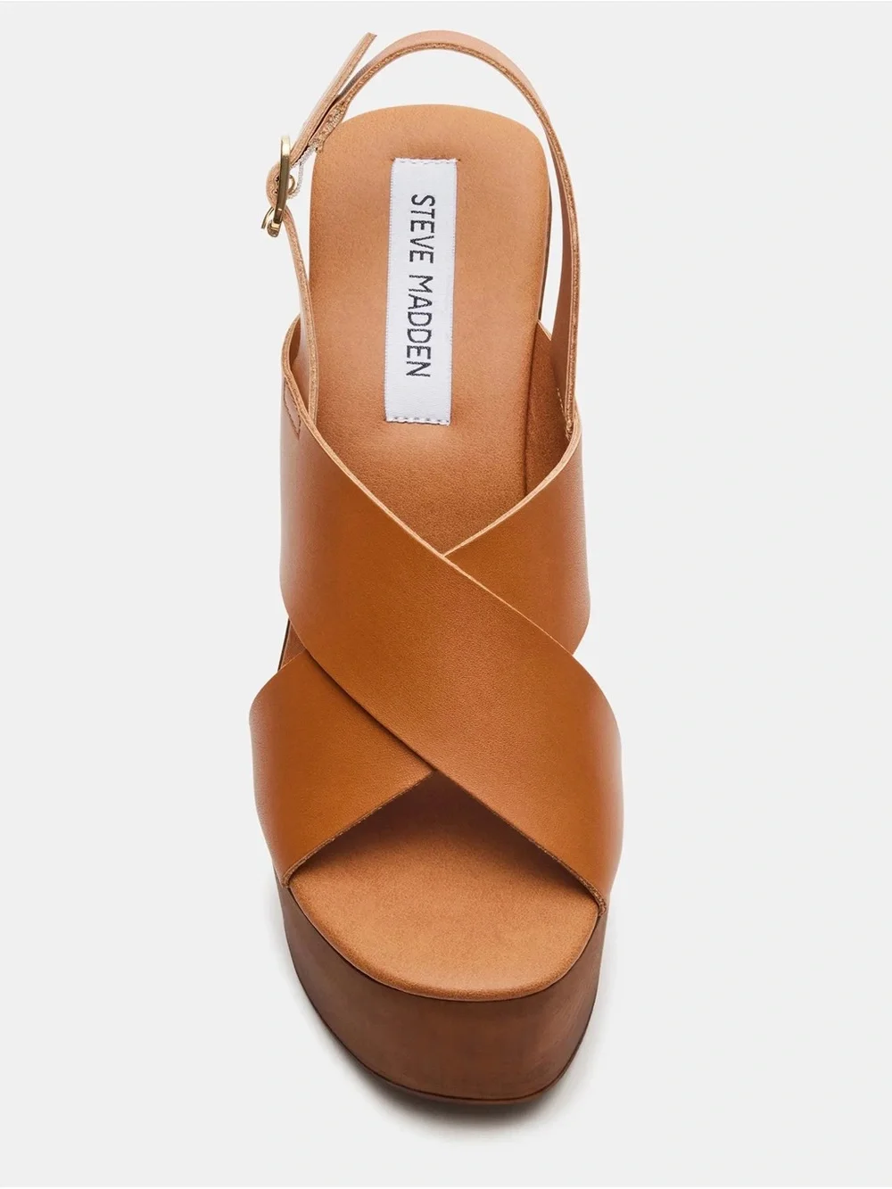 Steve Madden Tan Leather Platform Wedge Sandals Size 8.5 / 39 Fall 26 #015